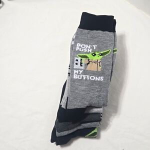 STAR WARS Baby Yoda Juniors/Men 5 Pack Socks Funny messages. NWOT
